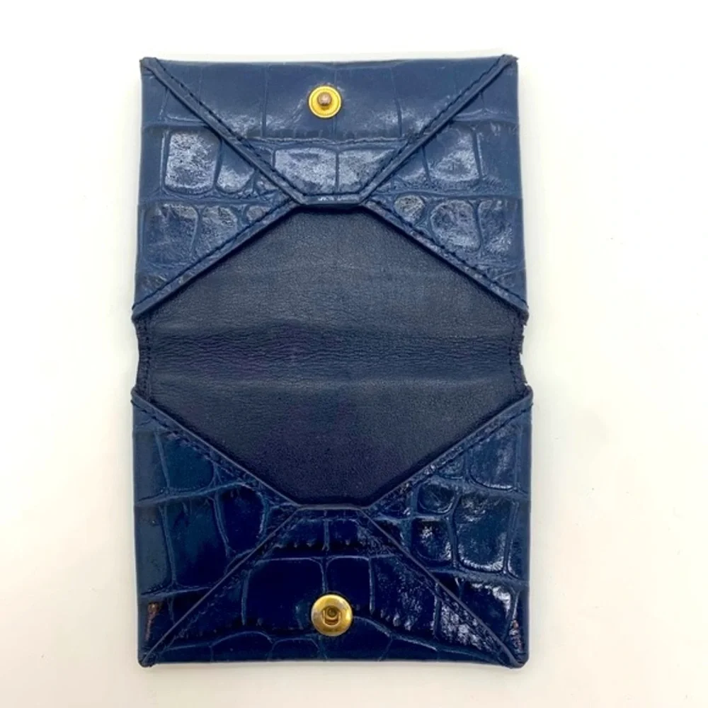 Tory Burch Parker Embossed Foldable Card Case Navy Professional Quite Luxury - Picture 6 of 9